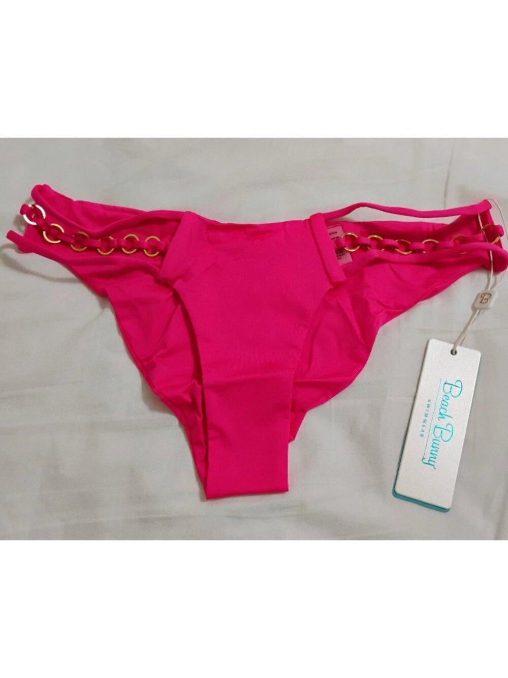 Beach Bunny Bikini Swim Bottom Ireland Ring Skimpy Barb Bright Pink Size 14